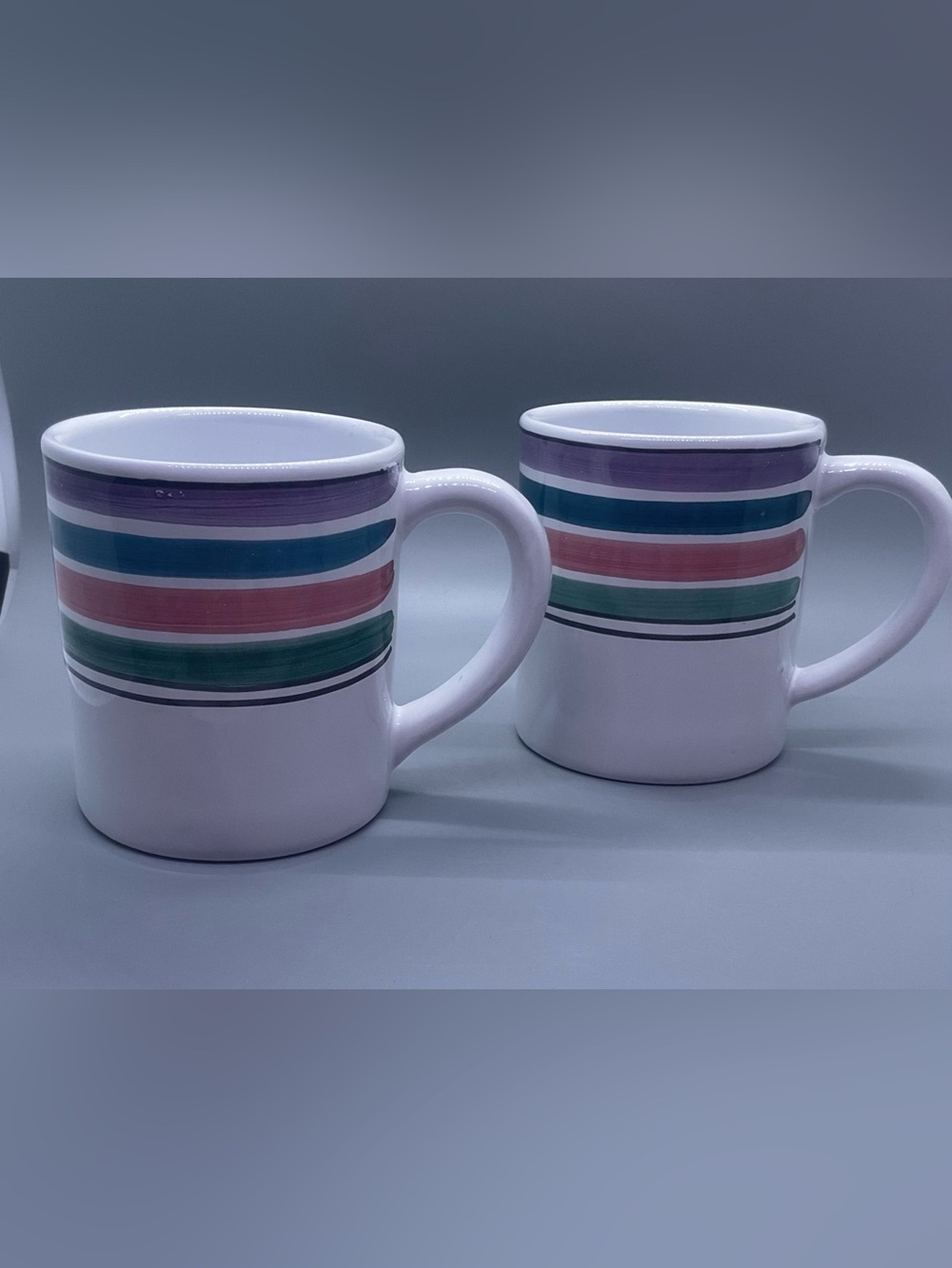 Italian Caleca Mug Set of 2 Hand Painted Artist Stamped